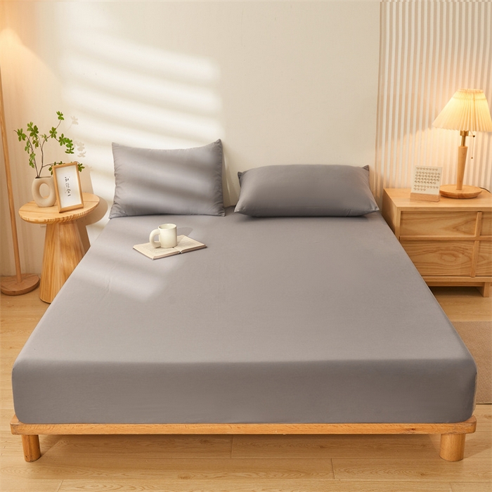 91家纺网 家纺一手货源 找家纺 雯豆家纺 2024新款全棉纯棉小清新印花床笠单层床垫保护套 全棉单层床笠-经典灰