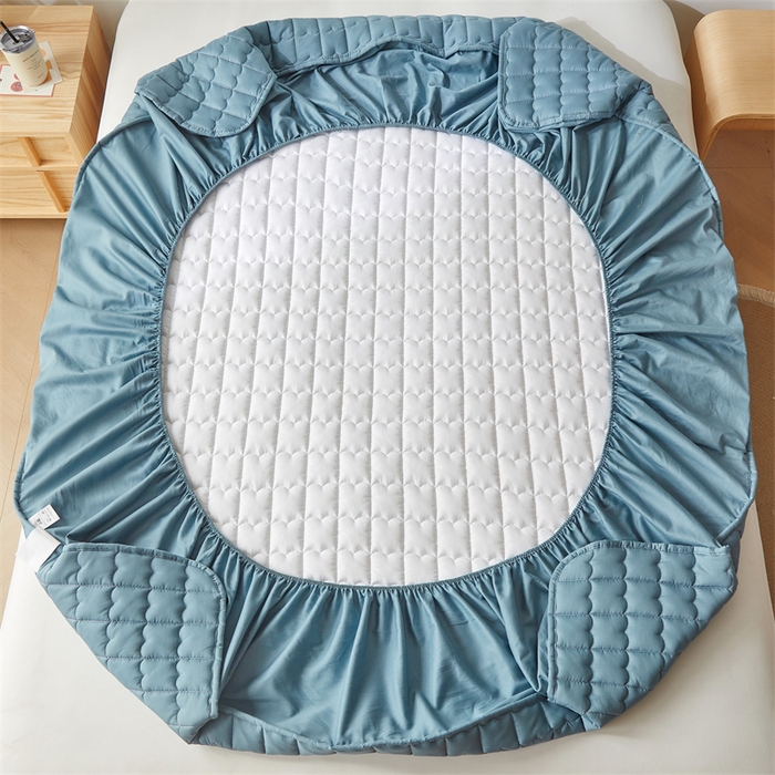 91家纺网 家纺一手货源 找家纺 雯豆家纺 2024新款A类全棉纯棉夹棉床笠三件套印花床笠 全棉夹棉床笠-午夜蓝