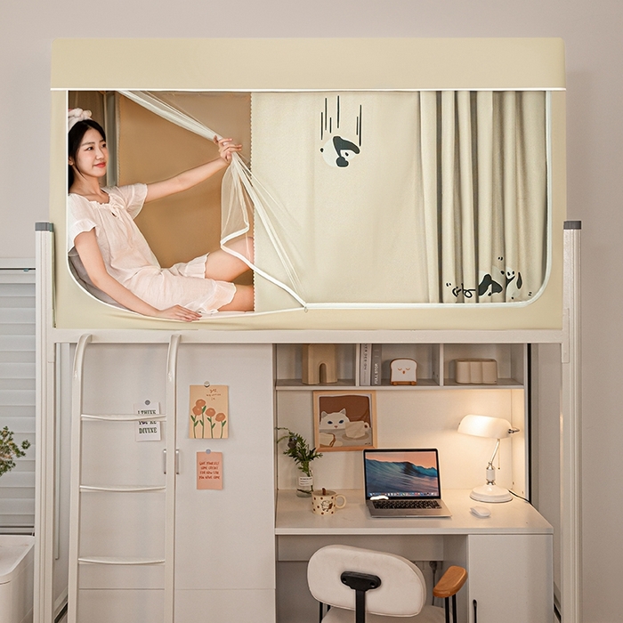 91家纺网 家纺一手货源 找家纺 青竹苑 2024新款涂银强遮光学生蚊帐上下铺坐床蚊帐 呆萌熊