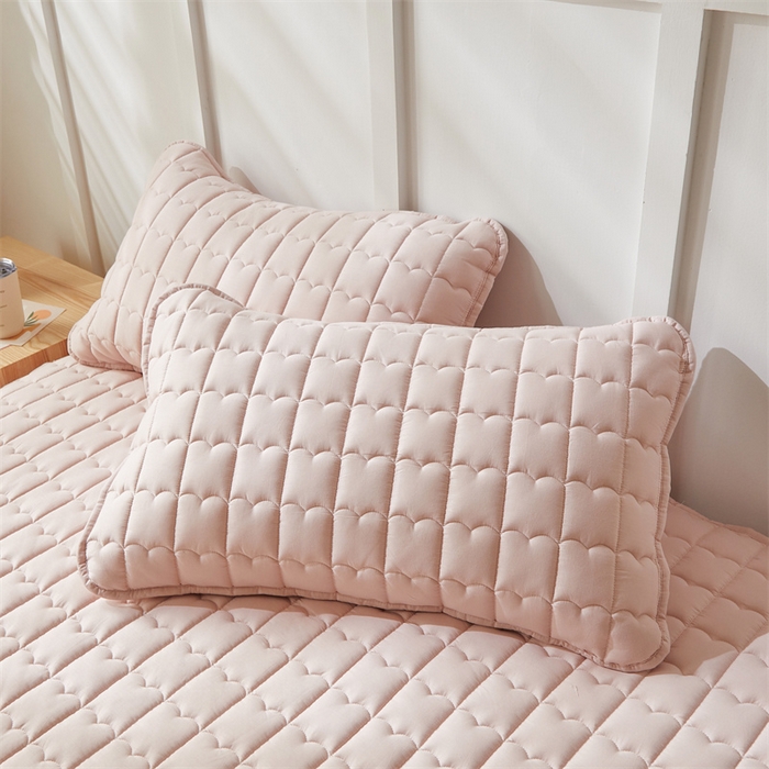 91家纺网 家纺一手货源 找家纺 （总）雯豆家纺 2024新款A类全棉夹棉床笠三件套纯色纯棉床笠