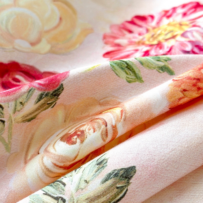 91家纺网 家纺一手货源 找家纺  元元被芯 2024新款全棉长绒棉数码印花四件套全棉四件套纯棉四件套 碧玉倩影-粉