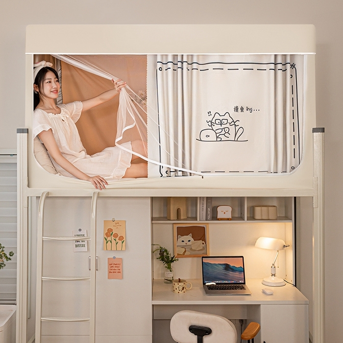 91家纺网 家纺一手货源 找家纺 青竹苑 2024新款涂银强遮光学生蚊帐上下铺坐床蚊帐 摸鱼ING