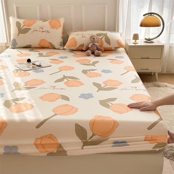 91家纺网 家纺一手货源 找家纺 雯豆家纺 2024新款全棉纯棉小清新印花床笠单层床垫保护套 全棉单层床笠-尤拉朵