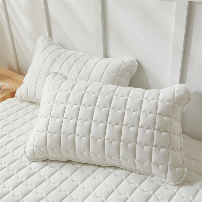 91家纺网 家纺一手货源 找家纺 雯豆家纺 2024新款A类全棉夹棉床笠三件套纯色纯棉床笠 全棉夹棉床笠-象牙白