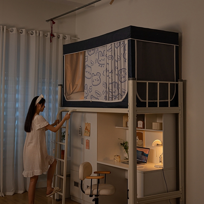 91家纺网 家纺一手货源 找家纺 青竹苑 2024新款涂银强遮光学生蚊帐上下铺坐床蚊帐 笨笨熊