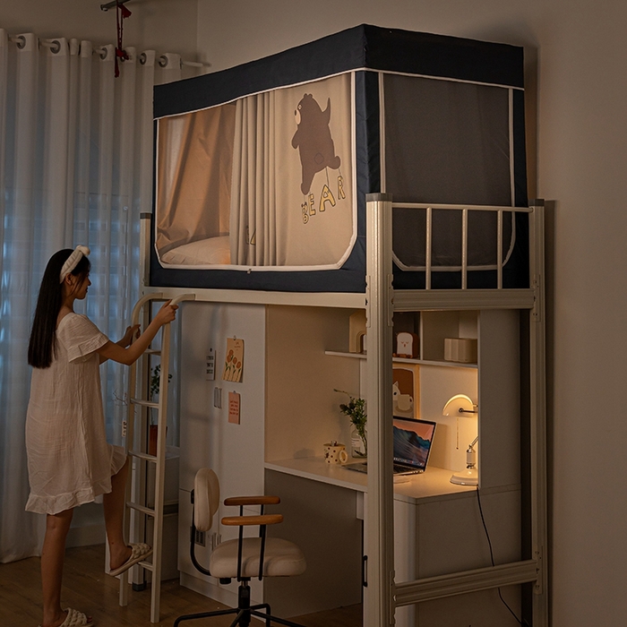 91家纺网 家纺一手货源 找家纺 青竹苑 2024新款涂银强遮光学生蚊帐上下铺坐床蚊帐 哈尼熊