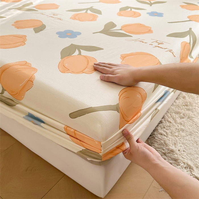 91家纺网 家纺一手货源 找家纺 雯豆家纺 2024新款全棉纯棉小清新印花床笠单层床垫保护套 全棉单层床笠-尤拉朵