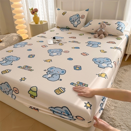 91家纺网 家纺一手货源 找家纺 （总）雯豆家纺 2024新款全棉纯棉小清新印花床笠单层床垫保护套