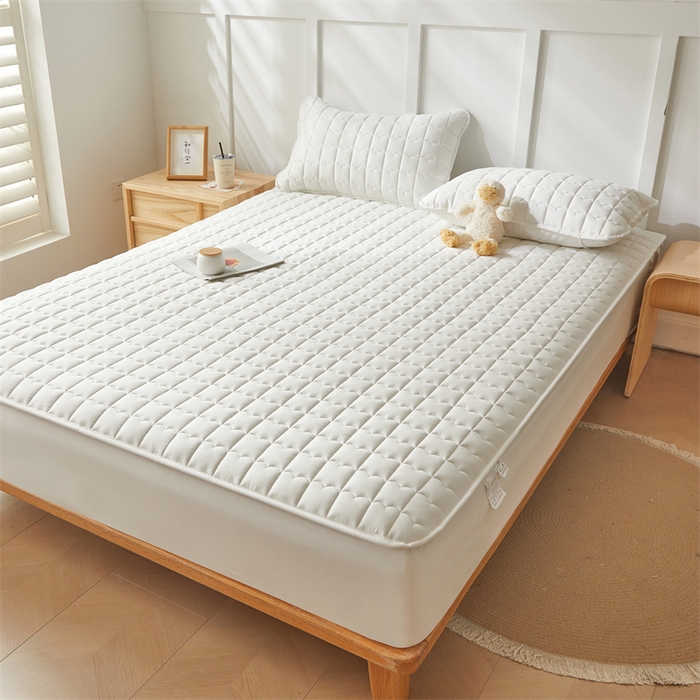 91家纺网 家纺一手货源 找家纺 雯豆家纺 2024新款A类全棉夹棉床笠三件套纯色纯棉床笠 全棉夹棉床笠-象牙白