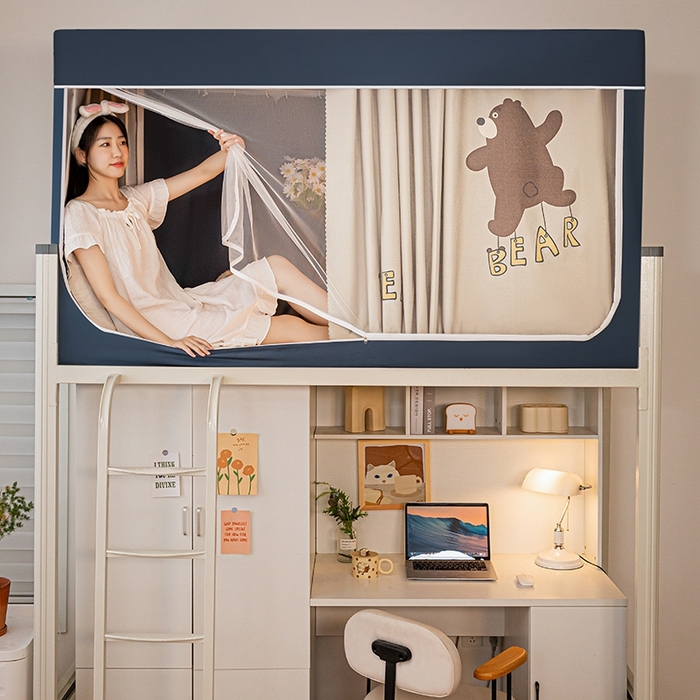 91家纺网 家纺一手货源 找家纺 青竹苑 2024新款涂银强遮光学生蚊帐上下铺坐床蚊帐 哈尼熊