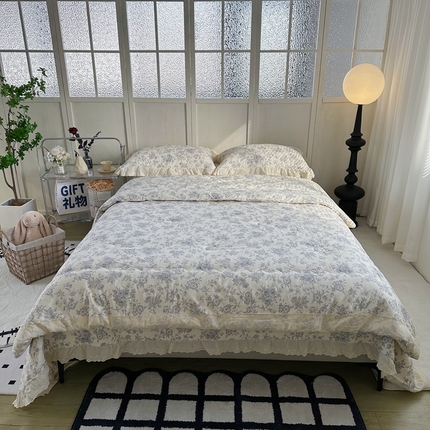 佰织鑫家居（会员-5元） 2024新款全棉法式床盖款春秋被四件套 赫本