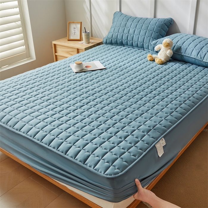 91家纺网 家纺一手货源 找家纺 雯豆家纺 2024新款A类全棉纯棉夹棉床笠三件套印花床笠 全棉夹棉床笠-午夜蓝