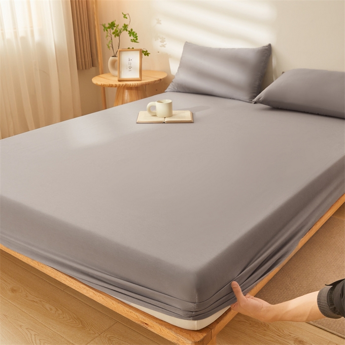 91家纺网 家纺一手货源 找家纺 雯豆家纺 2024新款全棉纯棉小清新印花床笠单层床垫保护套 全棉单层床笠-经典灰