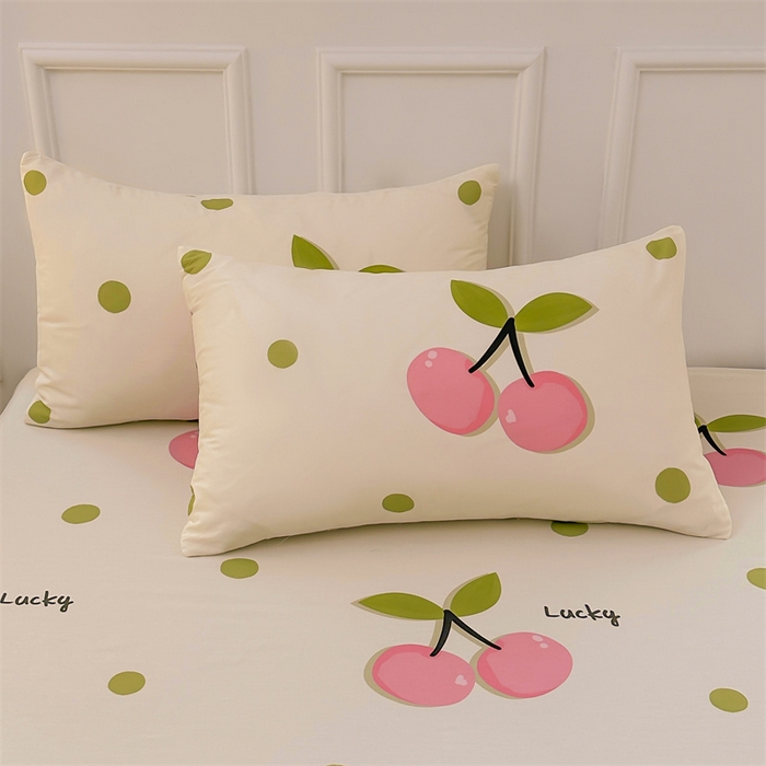 91家纺网 家纺一手货源 找家纺 雯豆 2024新款全棉纯棉枕套一对装 全棉单层枕套-波点樱桃