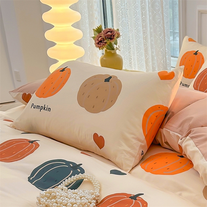 91家纺网 家纺一手货源 找家纺 雯豆 2024新款全棉纯棉枕套一对装 全棉单层枕套-南瓜贝贝