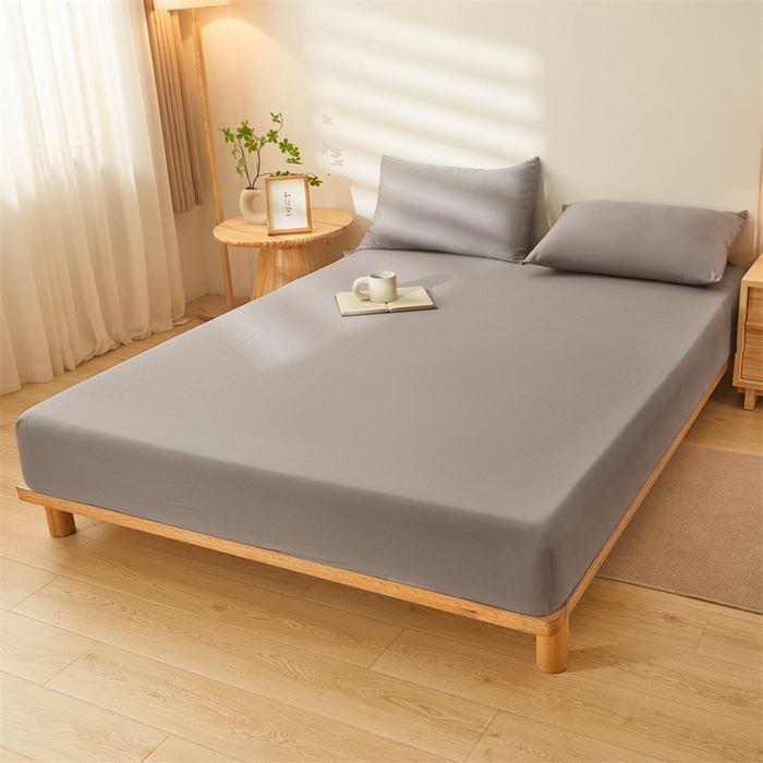 91家纺网 家纺一手货源 找家纺 雯豆家纺 2024新款全棉纯棉小清新印花床笠单层床垫保护套 全棉单层床笠-经典灰