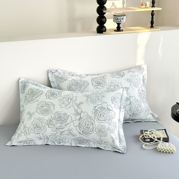 91家纺网 家纺一手货源 找家纺  元元被芯 2024新款全棉长绒棉数码印花四件套全棉四件套纯棉四件套 芙花瑶-米