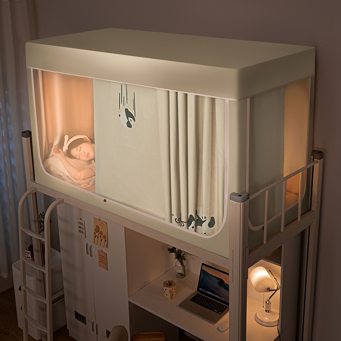 91家纺网 家纺一手货源 找家纺 青竹苑 2024新款涂银强遮光学生蚊帐上下铺坐床蚊帐 呆萌熊