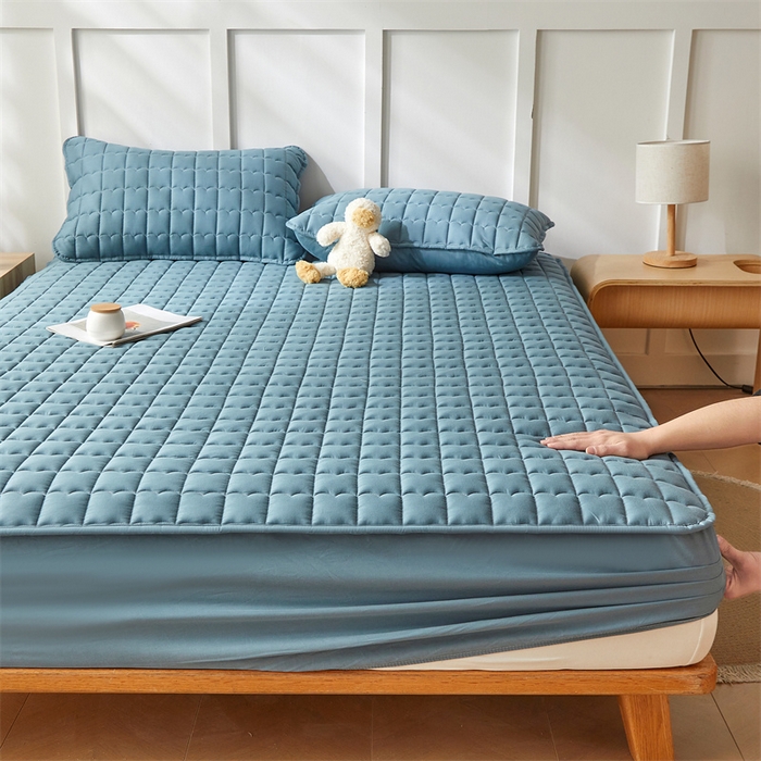 91家纺网 家纺一手货源 找家纺 雯豆家纺 2024新款A类全棉纯棉夹棉床笠三件套印花床笠 全棉夹棉床笠-午夜蓝