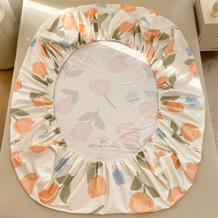 91家纺网 家纺一手货源 找家纺 雯豆家纺 2024新款全棉纯棉小清新印花床笠单层床垫保护套 全棉单层床笠-尤拉朵