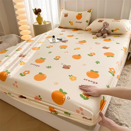 91家纺网 家纺一手货源 找家纺 （总）雯豆家纺 2024新款全棉纯棉小清新印花床笠单层床垫保护套