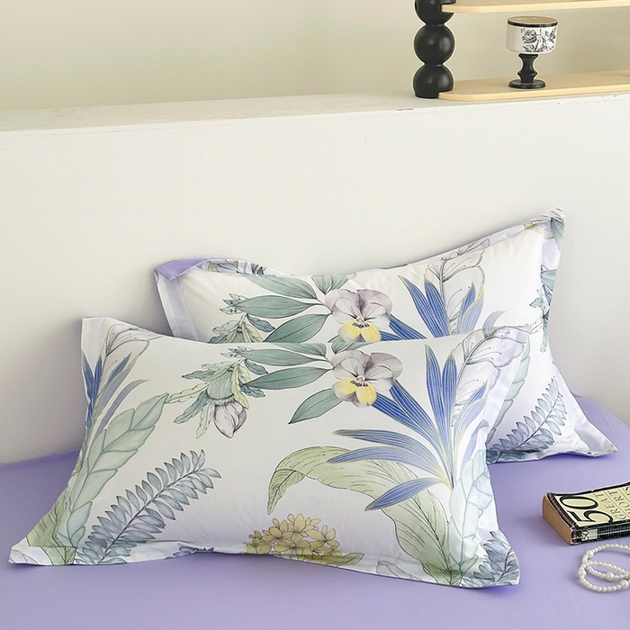 91家纺网 家纺一手货源 找家纺  元元被芯 2024新款全棉长绒棉数码印花四件套全棉四件套纯棉四件套 花意飘香-紫