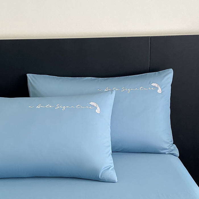 91家纺网 家纺一手货源 找家纺  澳梵家居 2024新款【知羽】系列60s刺绣全棉四件套 知羽-绅士蓝