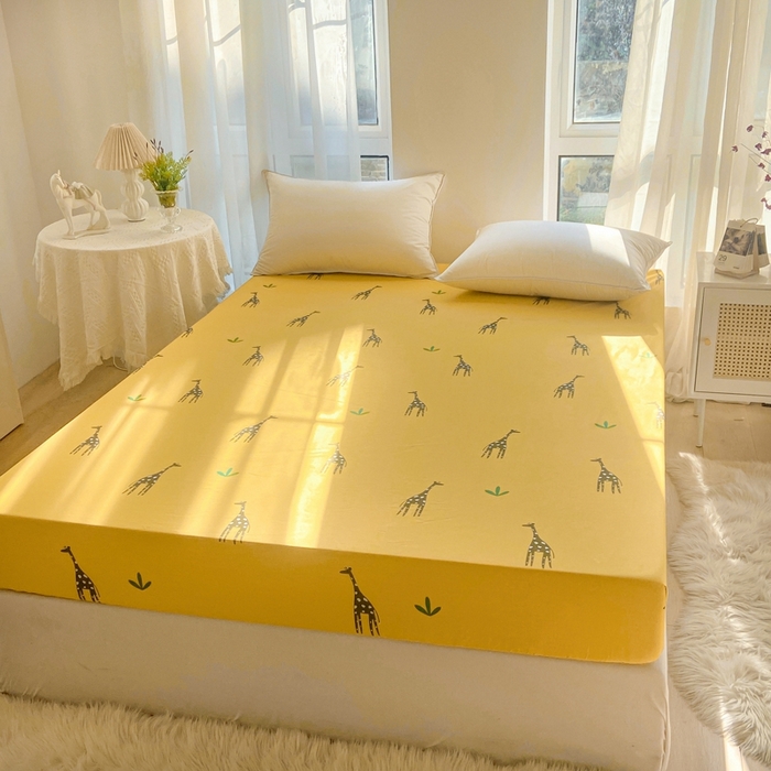 91家纺网 家纺一手货源 找家纺 艾迪尚 2025新款133X76宽幅全棉印花单床笠 Mr鹿—咖