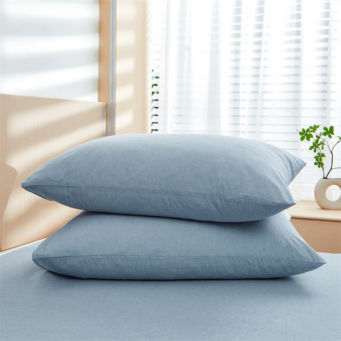 91家纺网 家纺一手货源 找家纺 恋人优选 2024新款色织纯棉水洗棉单床单 浅蓝