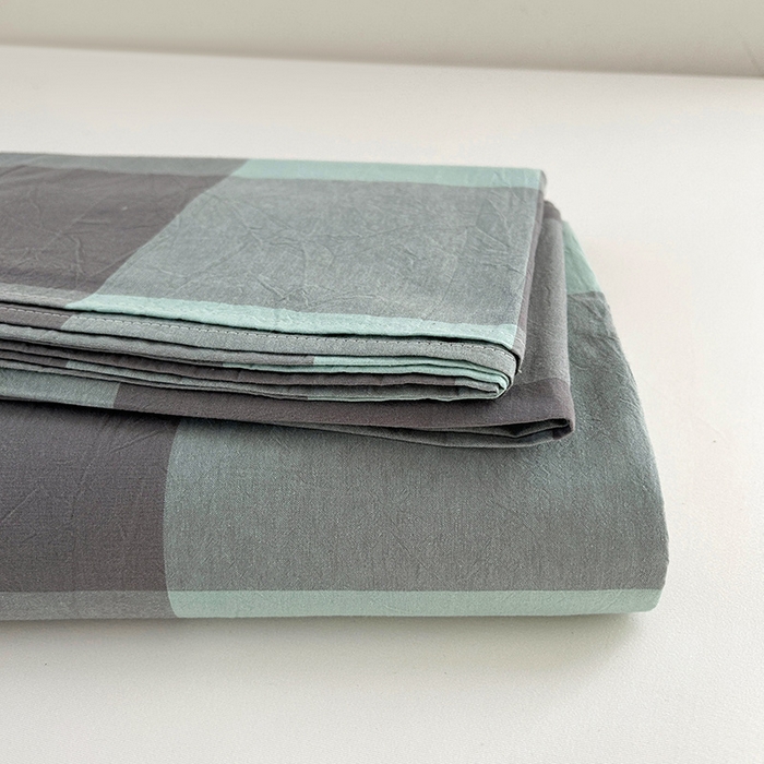 91家纺网 家纺一手货源 找家纺 恋人优选 2024新款色织纯棉水洗棉单床单 绿大格