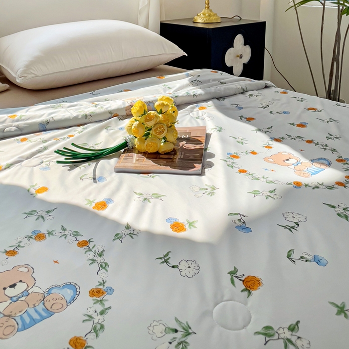 91家纺网 家纺一手货源 找家纺 亚龙工厂店 2024新款凉感丝抗菌冰皮小凉被 爱心小熊