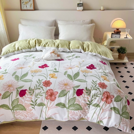 91家纺网 家纺一手货源 找家纺 艾迪尚 2025新款133X76宽幅全棉印花单被套 春日遐想