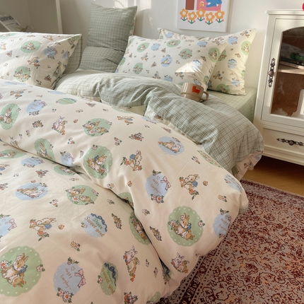 91家纺网 家纺一手货源 找家纺 （总）六巷胡同 2024新款ins可爱卡通风AB版系列四件套第五系