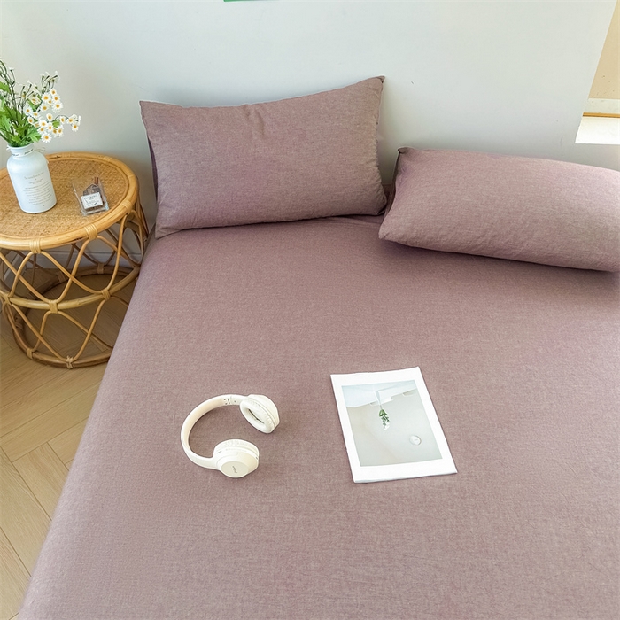 91家纺网 家纺一手货源 找家纺 恋人优选 2024新款色织纯棉水洗棉单床单 咖啡