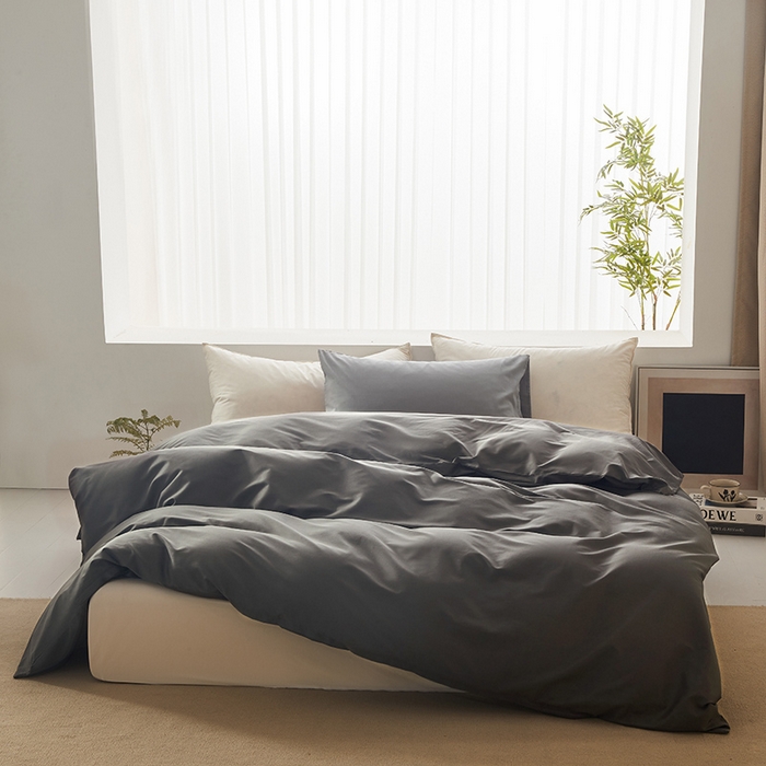 91家纺网 家纺一手货源 找家纺 寝柔家纺 2024新款40S全棉斜纹13372纯棉纯色被套单件 灰色