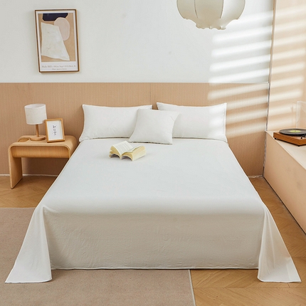 恋人优选 2024新款色织纯棉水洗棉单床单 白色