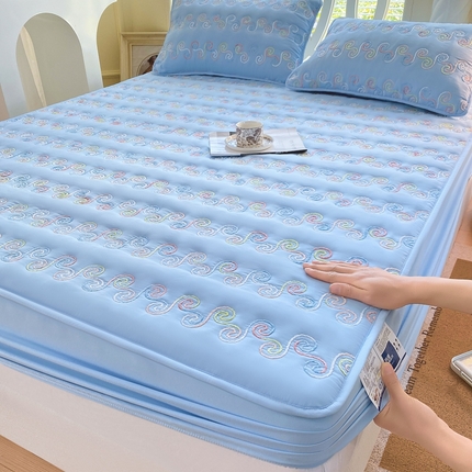 91家纺网 家纺一手货源 找家纺 （总）尊康家纺（原磊科） 2024新款亲肤奶昔棉夹棉床笠-星空