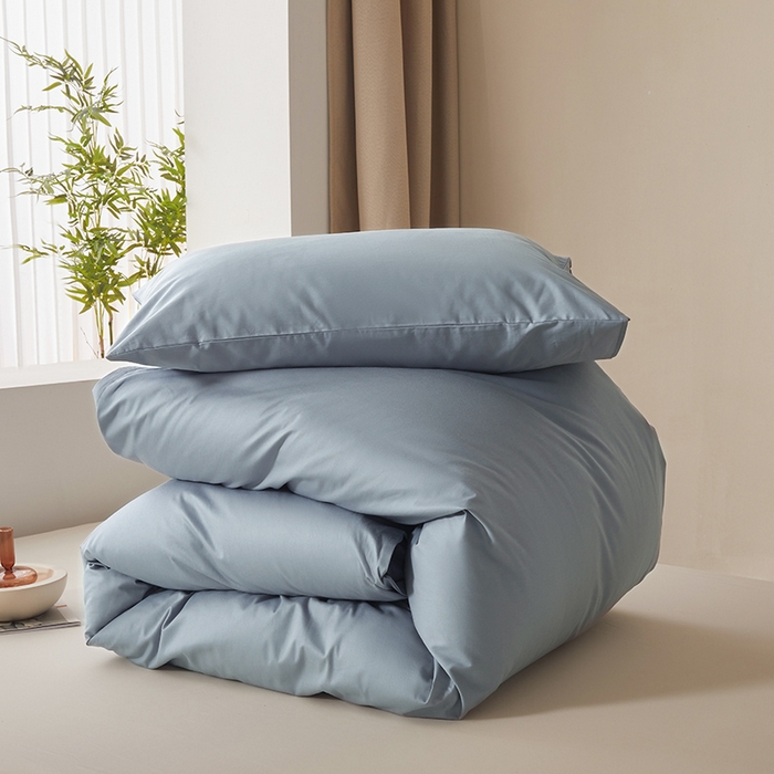 91家纺网 家纺一手货源 找家纺 寝柔家纺 2024新款40S全棉斜纹13372纯棉纯色被套单件 兰灰