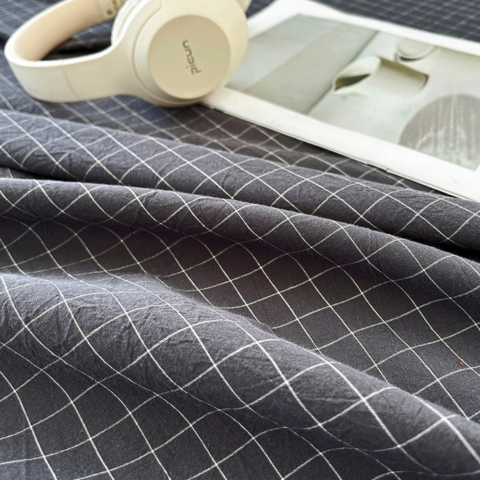 91家纺网 家纺一手货源 找家纺 恋人优选 2024新款色织纯棉水洗棉单床单 小灰格