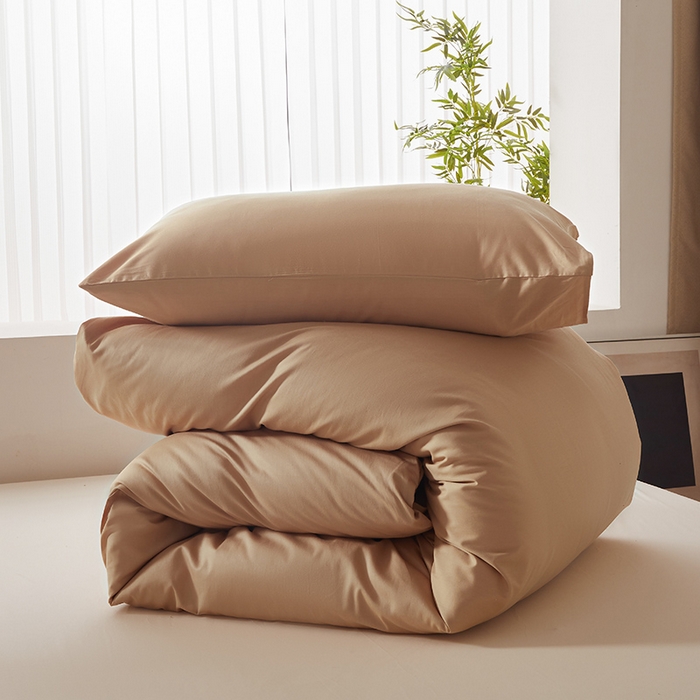 91家纺网 家纺一手货源 找家纺 寝柔家纺 2024新款40S全棉斜纹13372纯棉纯色被套单件 卡其