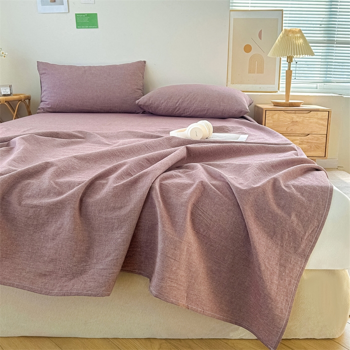 91家纺网 家纺一手货源 找家纺 恋人优选 2024新款色织纯棉水洗棉单床单 咖啡