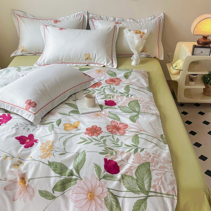 91家纺网 家纺一手货源 找家纺 艾迪尚 2025新款133X76宽幅全棉印花四件套（有单品+可定制） 春日遐想