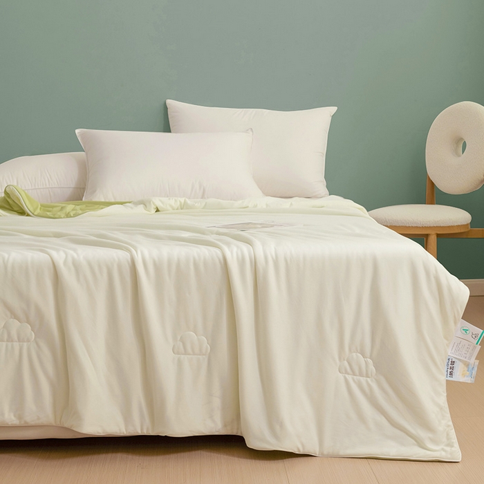 91家纺网 家纺一手货源 找家纺 亚龙工厂店 2024新款两面派A类抗菌冻冻被 奶黄+绿