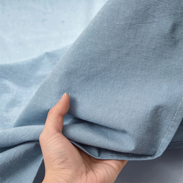 91家纺网 家纺一手货源 找家纺 恋人优选 2024新款色织纯棉水洗棉单床单 浅蓝