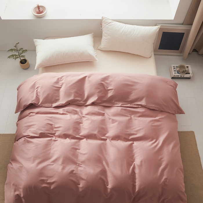 91家纺网 家纺一手货源 找家纺 寝柔家纺 2024新款40S全棉斜纹13372纯棉纯色被套单件 豆沙