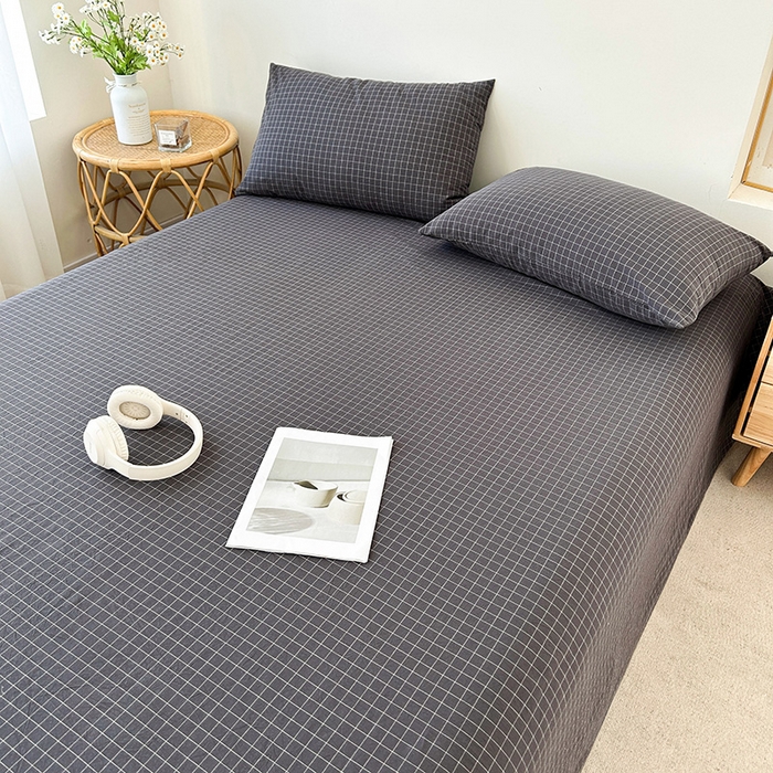 91家纺网 家纺一手货源 找家纺 恋人优选 2024新款色织纯棉水洗棉单床单 小灰格