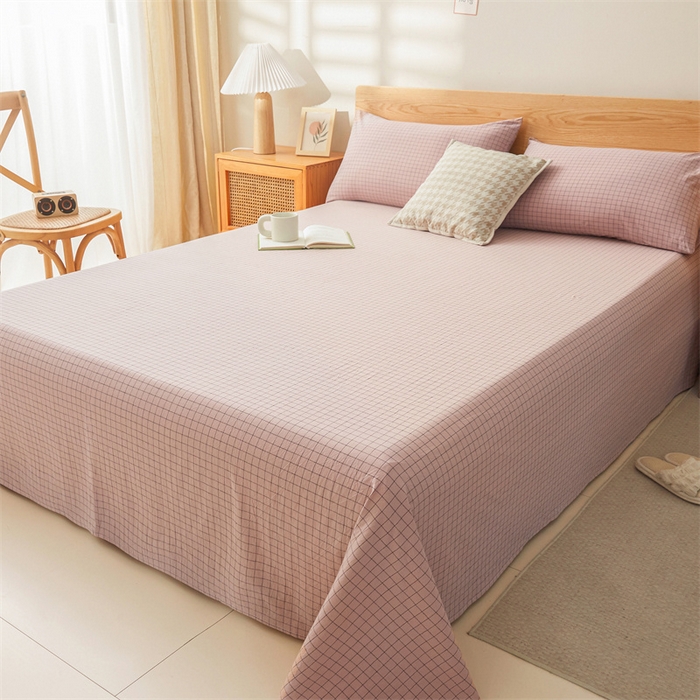 91家纺网 家纺一手货源 找家纺 恋人优选 2024新款色织纯棉水洗棉单床单 小粉格