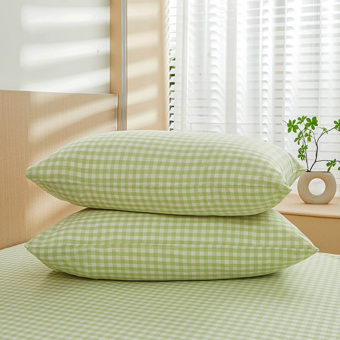 91家纺网 家纺一手货源 找家纺 恋人优选 2024新款色织纯棉水洗棉单床单 糖果格