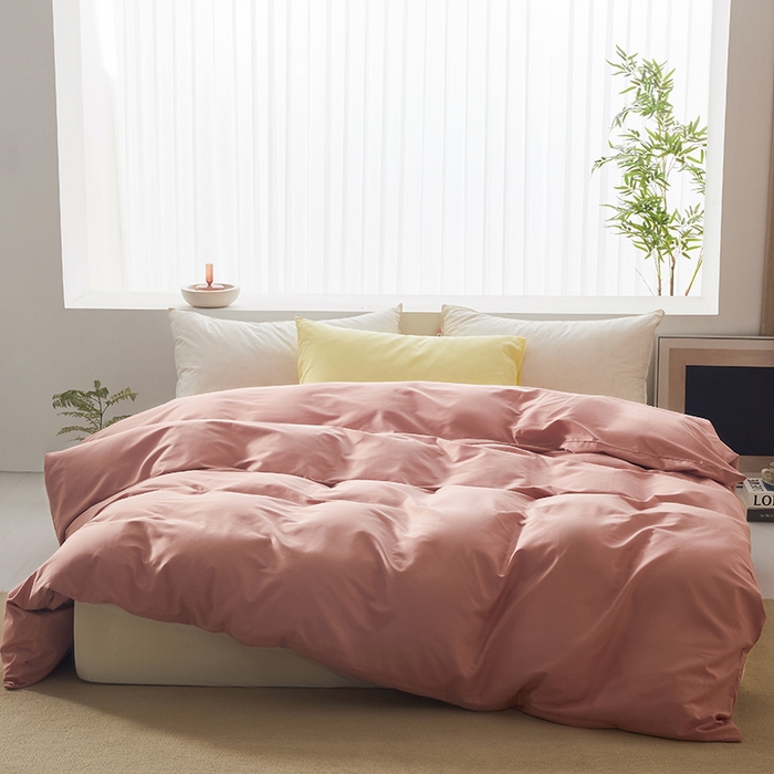 91家纺网 家纺一手货源 找家纺 寝柔家纺 2024新款40S全棉斜纹13372纯棉纯色被套单件 豆沙