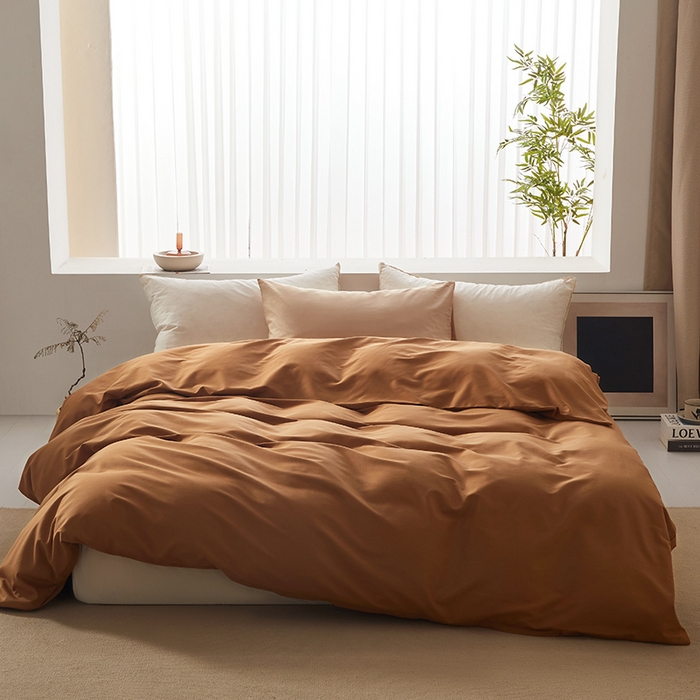 91家纺网 家纺一手货源 找家纺 寝柔家纺 2024新款40S全棉斜纹13372纯棉纯色被套单件 中咖